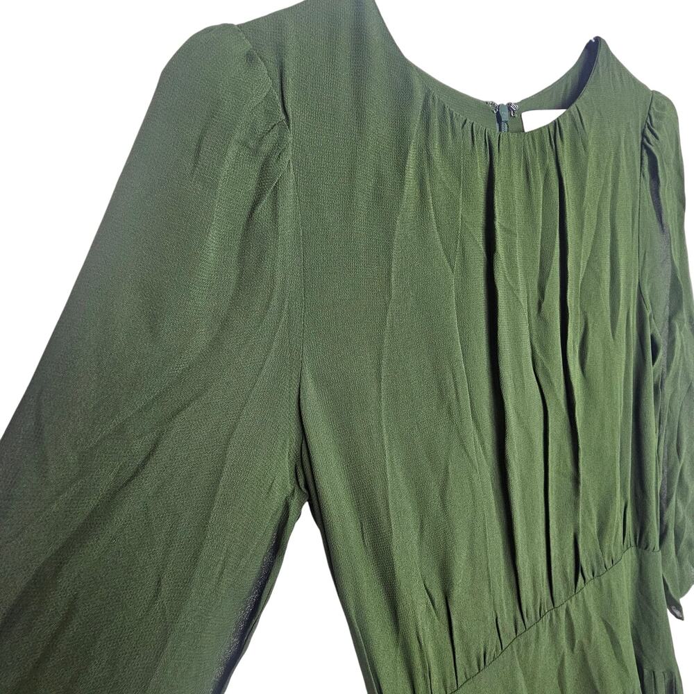Reformation Womens Sabra Pleated Midi Dress Sz 6 Fern Green Teachercore Academia - Picture 6 of 10